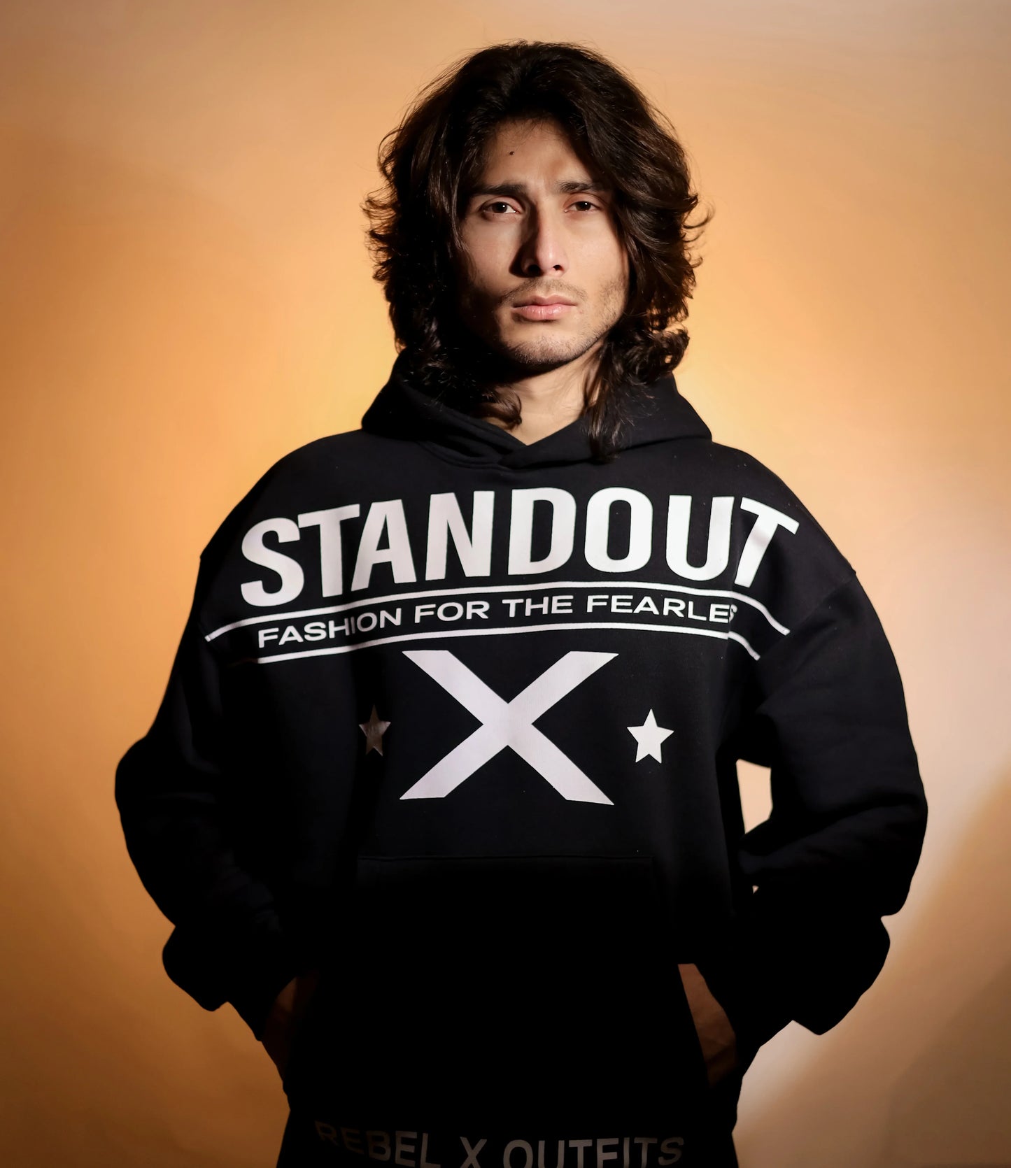 Deep Black Printed Hoodie