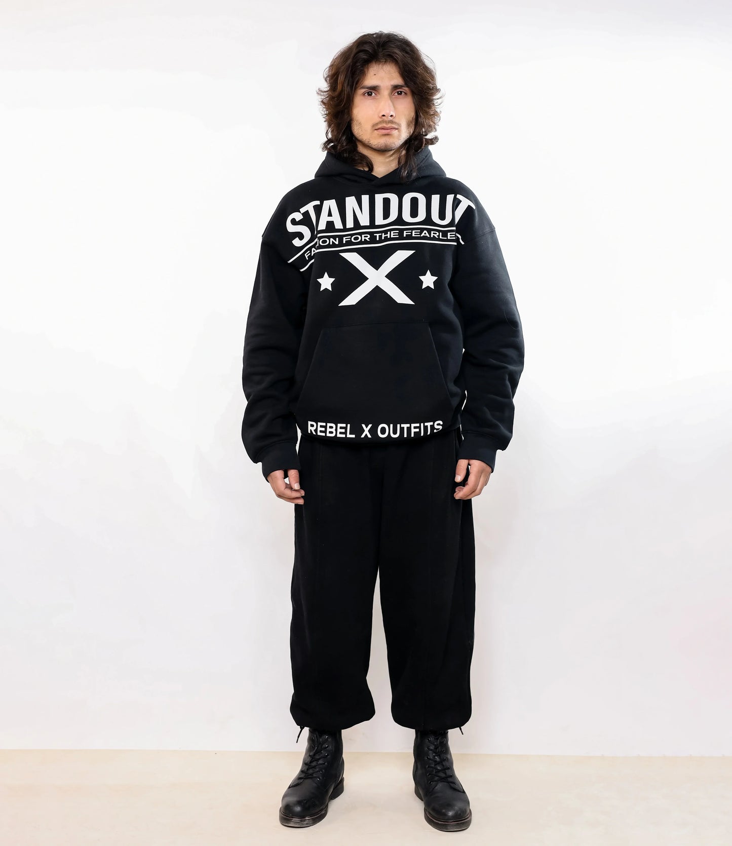 Deep Black Printed Hoodie