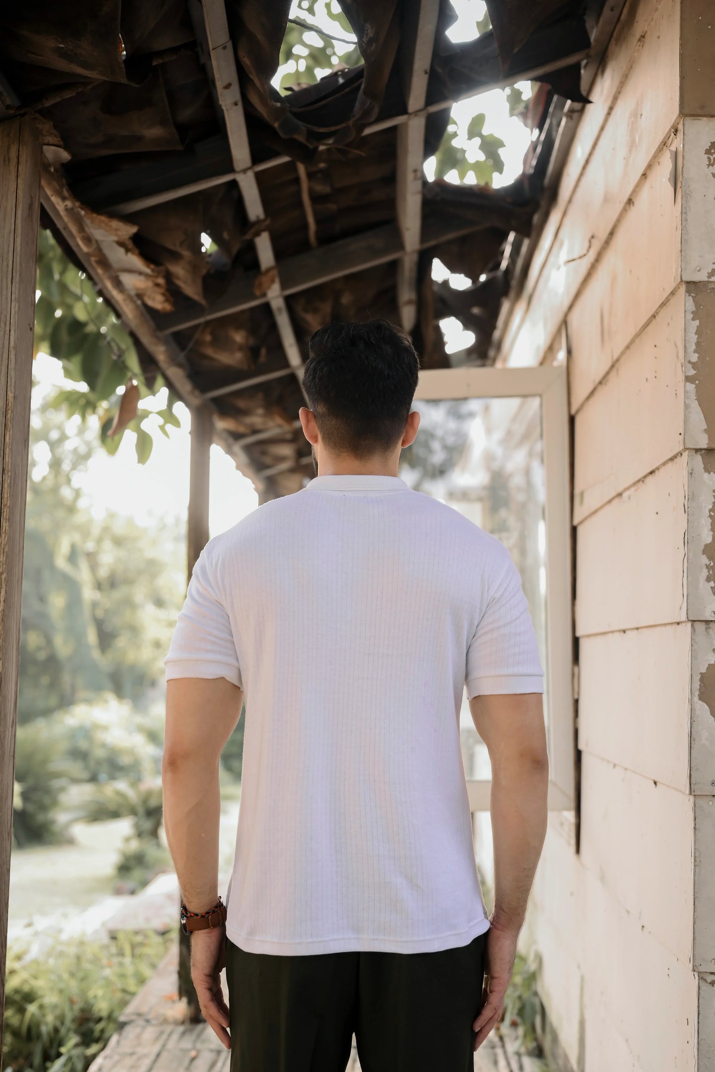 Drop Needle Polo Shirt - Pearl White