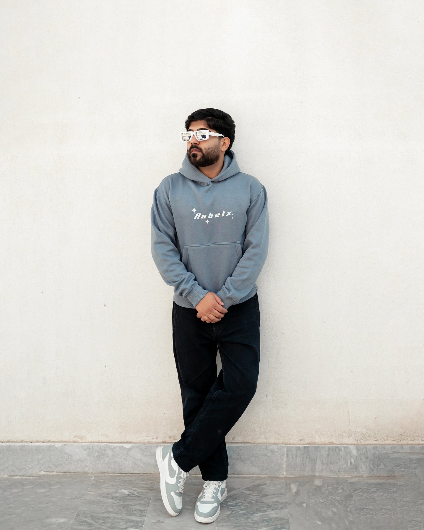 CLOUDY BLUE PRINTED HOODIE