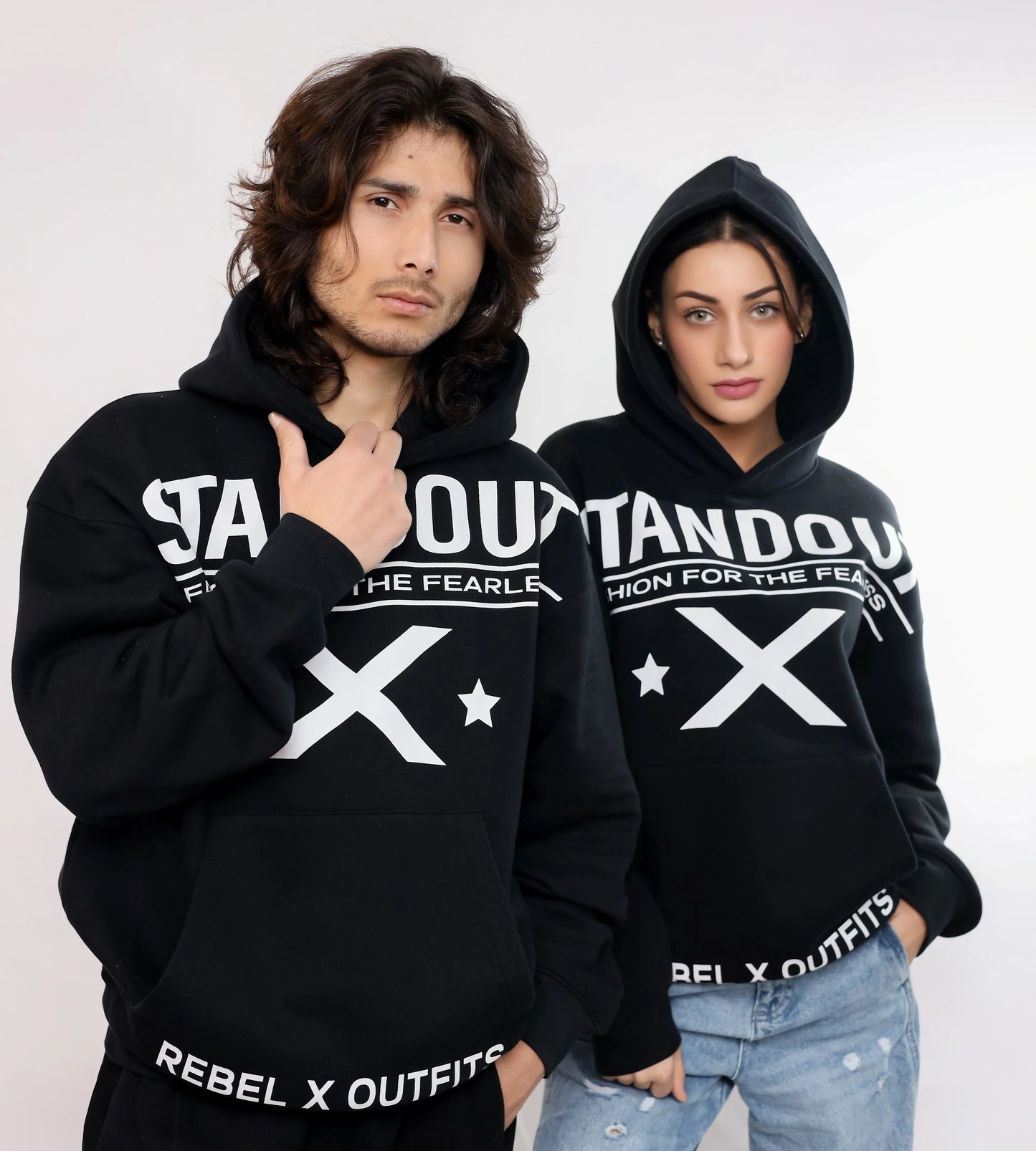 Deep Black Printed Hoodie