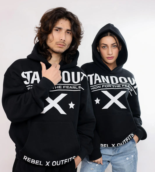 Deep Black Printed Hoodie