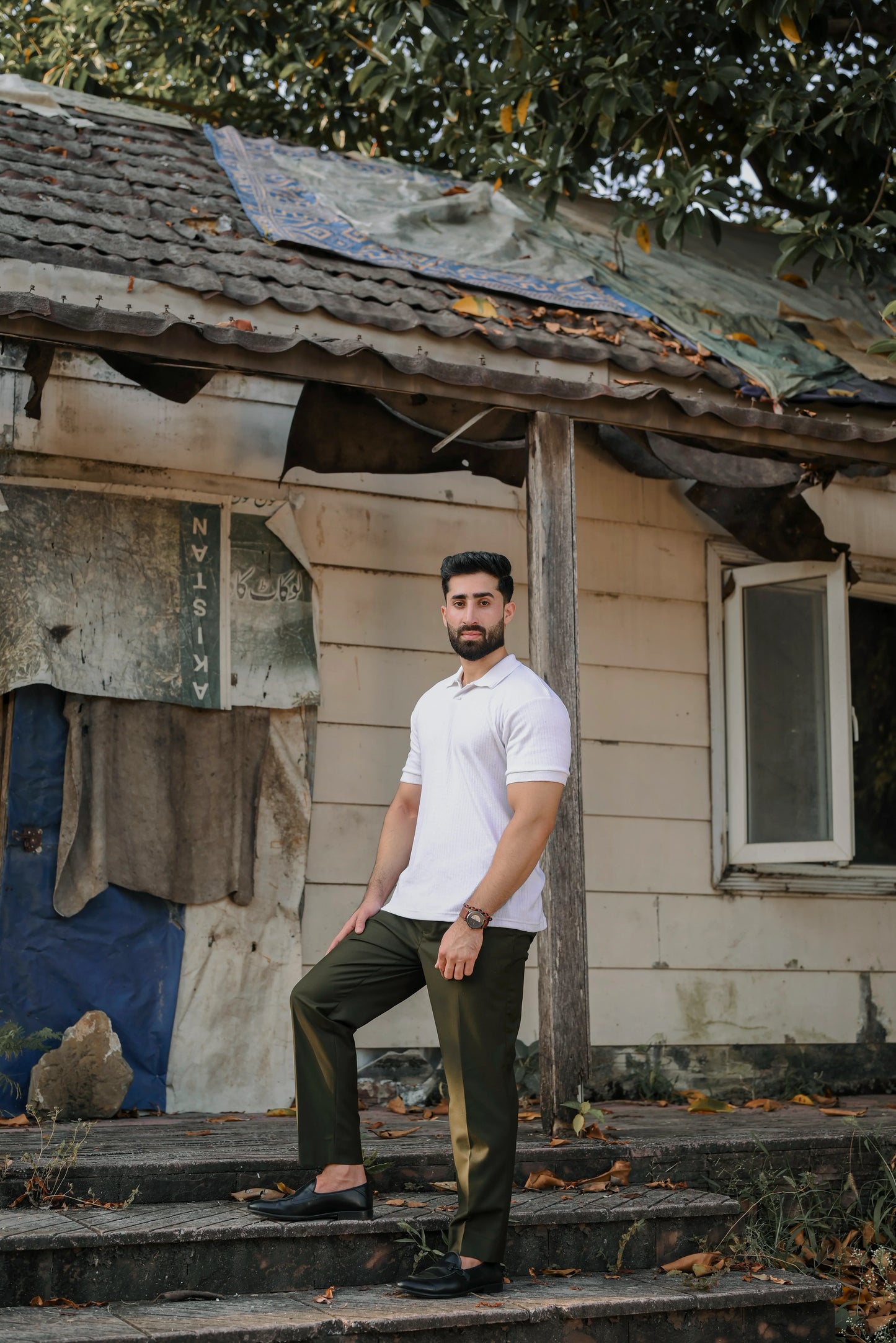 Drop Needle Polo Shirt - Pearl White