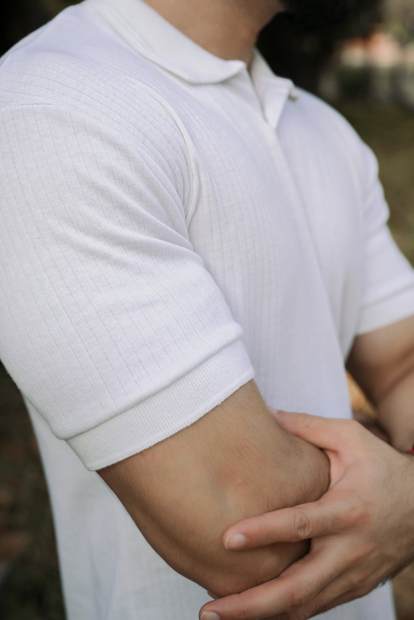 Drop Needle Polo Shirt - Pearl White