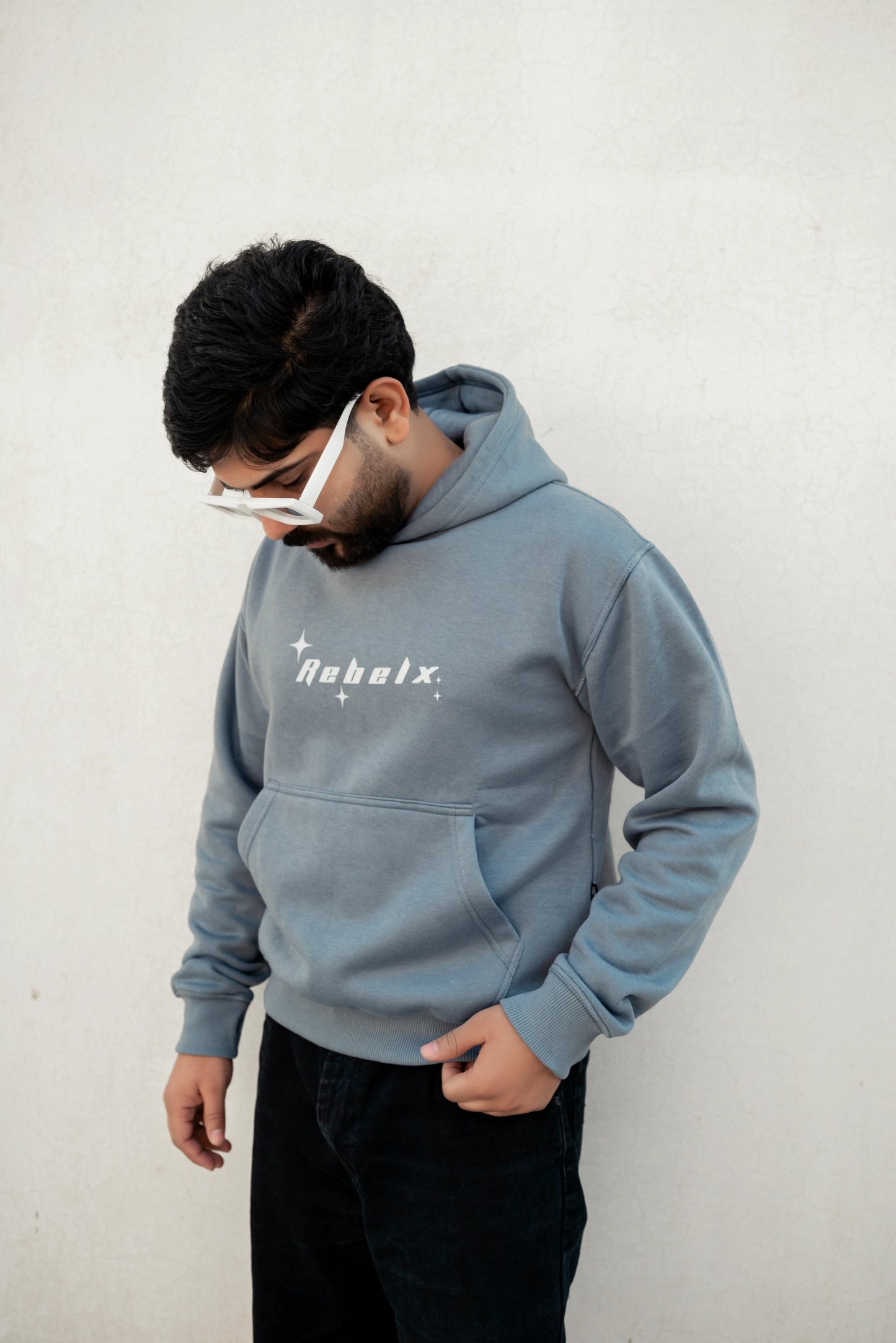 CLOUDY BLUE PRINTED HOODIE